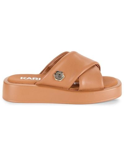 Karl Lagerfeld Orli Crisscross Platform Sandals - Brown