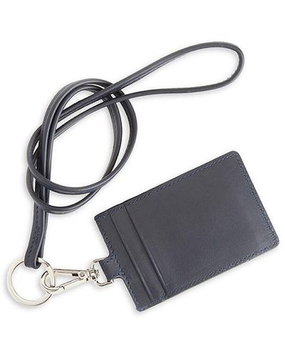 ROYCE New York Handcrafted Leather Lanyard Card Case - Blue