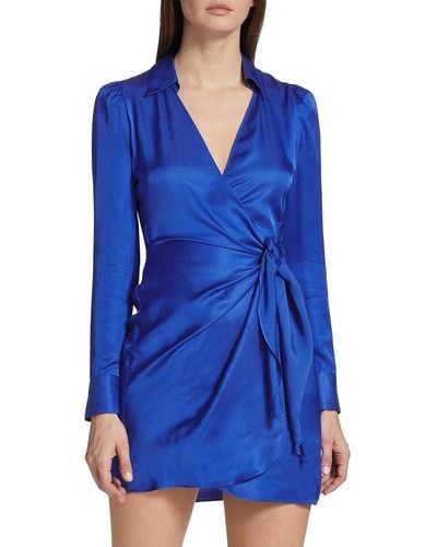 L'Agence Amani Wrap Minidress - Blue