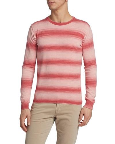 Saks Fifth Avenue Slim Fit Ombré Striped Crewneck Sweater - Red