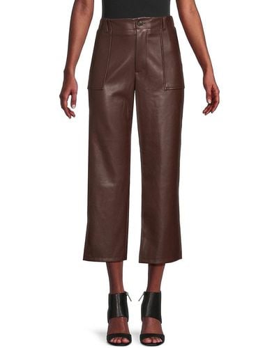Saks Fifth Avenue Saks Fifth Avenue Faux Leather Cropped Pants - Brown