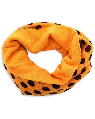 Portolano Polka Dot Merino Wool Blend Infinity Scarf - Orange