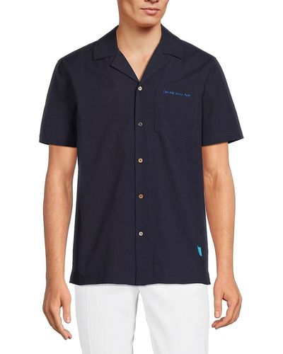 Scotch & Soda Embroidered Logo Graphic Shirt - Blue