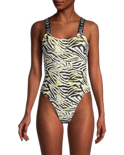 Kendall + Kylie Kendall + Kylie Logo Band One-piece Swimsuit - White