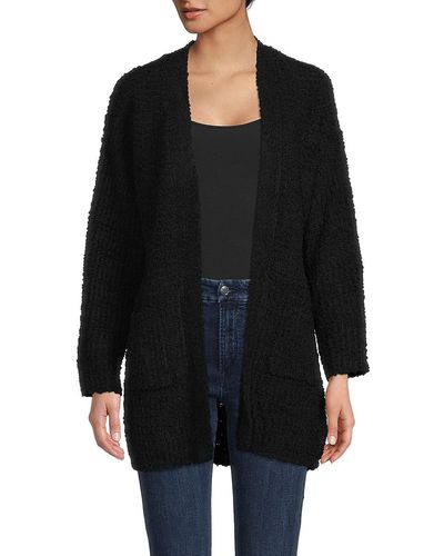 Bobeau Open Front Cardigan - Black