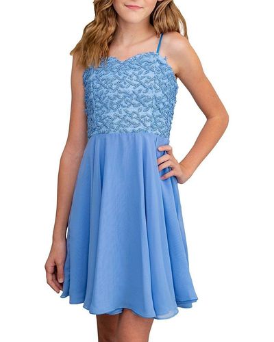 Un Deux Trois Girl's Sequin Fit & Flare Dress - Blue