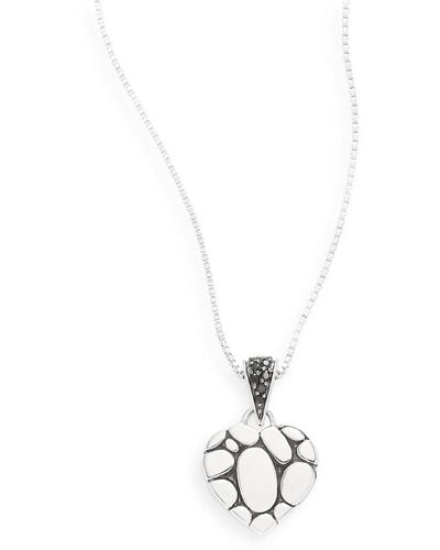 John Hardy Sterling Silver & Black Sapphire Heart Pendant Necklace - White