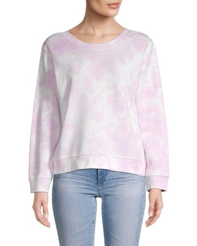 525 America Women's Tie-dye Cotton Sweatshirt - Lilac - Size Xs - White