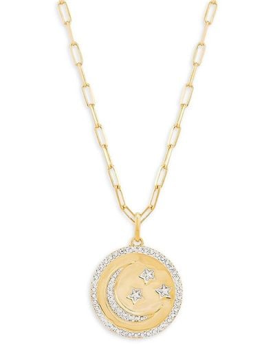 Saks Fifth Avenue 14k Yellow Goldplated Sterling Silver 0.1 Tcw Diamond Moon & Star Pendant Necklace - Metallic