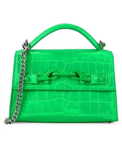 Rebecca Minkoff Lou Croc Embossed Leather Top Handle Bag - Green