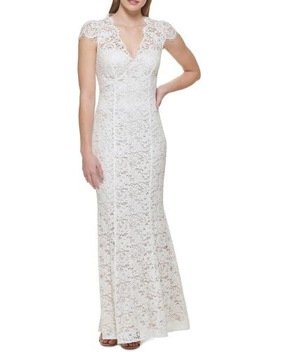 Eliza J Lace Fit & Flare Gown - White