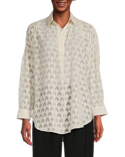 French Connection Geometric Burnout Popover Shirt - White
