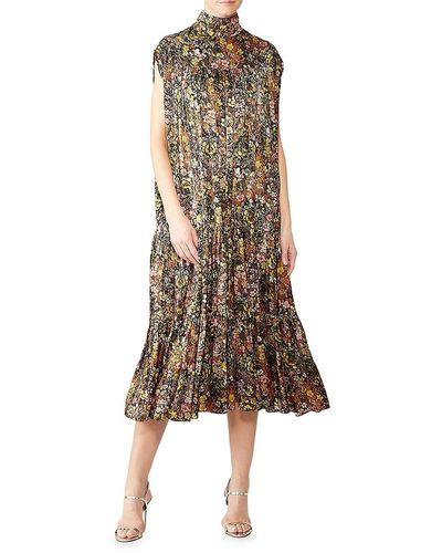 Co. Floral Silk Shift Dress - Natural