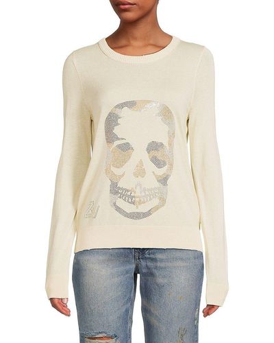 Zadig & Voltaire Miss Camo Skull Crewneck Sweater - Natural