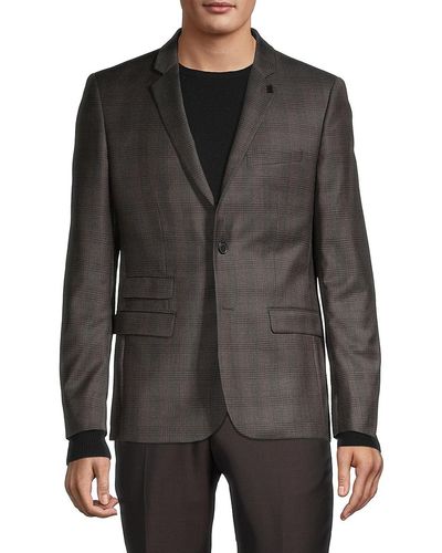 The Kooples Slim-fit Checked Wool Blazer - Grey