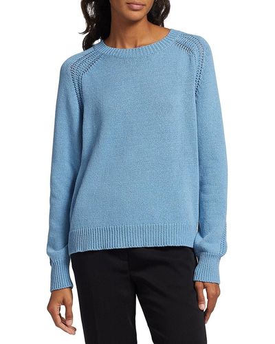 Saks Fifth Avenue Crewneck Raglan Sleeve Sweater - Blue