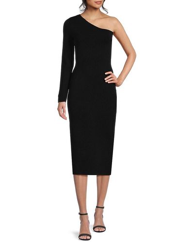 Calvin Klein One Shoulder Sheath Dress - Black