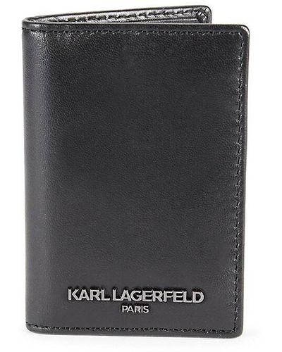 Karl Lagerfeld Bi Fold Leather Card Case - Black
