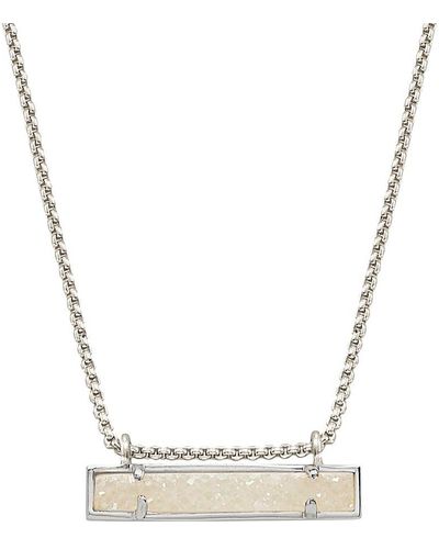 Kendra Scott Leanor Rhodium Plated & Drusy Bar Pendant Necklace - Metallic