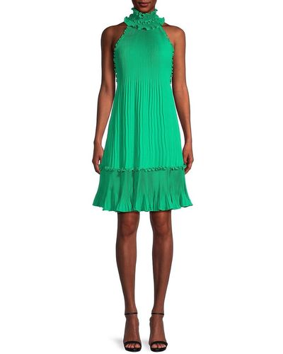 Emanuel Ungaro Corey Plisse Highneck Mini Dress - Green