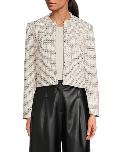 French Connection Effie Boucle Open Front Cropped Jacket - Grey