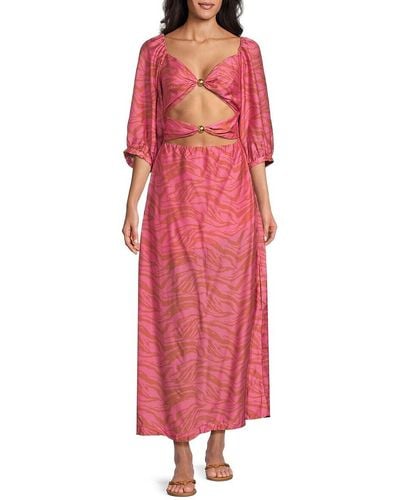 ViX Diani Eleanor Print Silk Blend Maxi Dress - Red