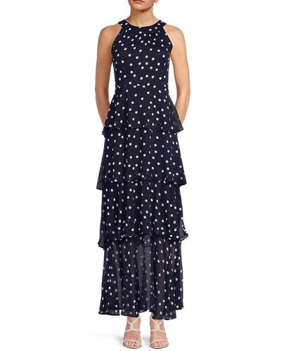 Tommy Hilfiger Polka Dot Tiered Maxi Dress - Blue