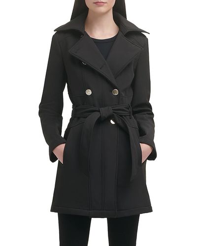 Guess Belted Hooded Trench Coat - Black