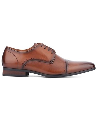 Vintage Foundry Cap Toe Leather Derby Shoes - Brown