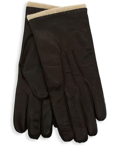 Portolano Wool-blend-lined Leather Gloves - Brown