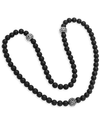 Anthony Jacobs Two Tone Stainless Steel Beaded Bracelet Necklace - White