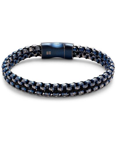 Esquire Ip Stainless Steel & Rolo Chain Bracelet - Blue