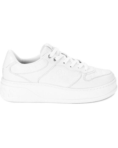Guess Cleva Lace-up Logo Platform Fashion Trainers - White