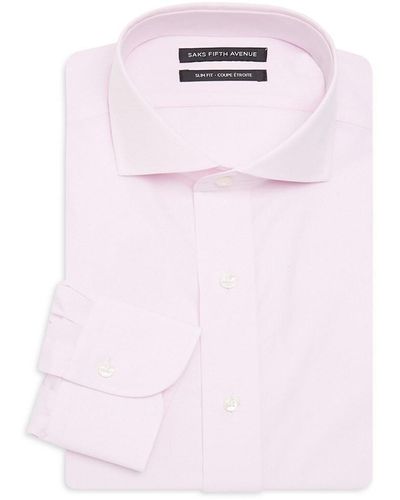 Saks Fifth Avenue Saks Fifth Avenue Trim Fit Poplin Dress Shirt - Pink