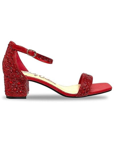 Lady Couture Dazzle Embellished Ankle Strap Sandals - Red