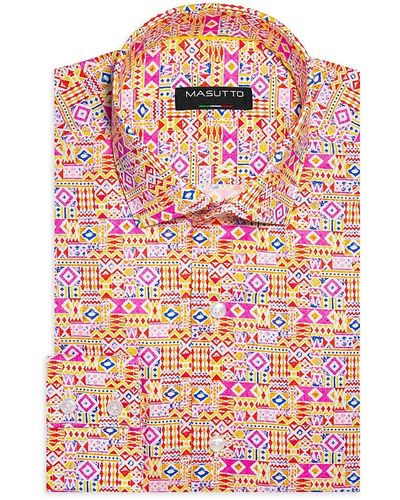 MASUTTO 'Classic Fit Print Dress Shirt - Pink