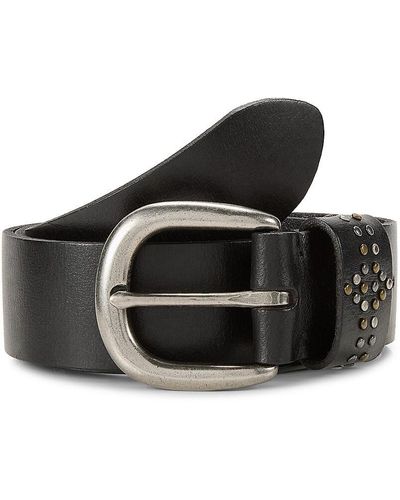 Frye Studded Trim Leather Belt - Black