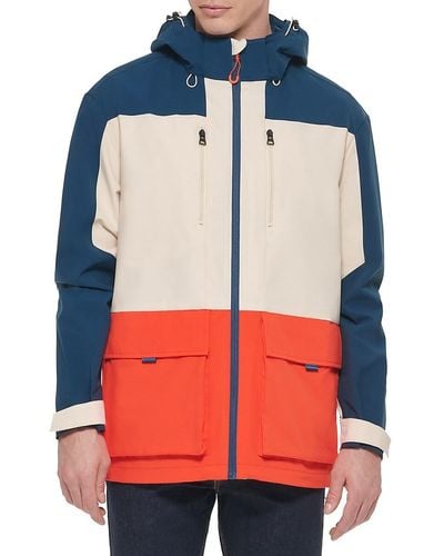 Cole Haan Colorblock Water-resistant Hooded Jacket - Blue