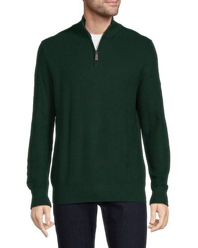 Saks Fifth Avenue Quarter Zip Waffle Knit Sweater - Natural