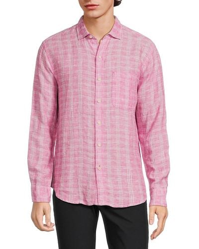 Tommy Bahama Plaid Linen Sport Shirt - Pink