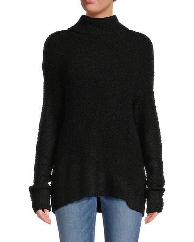 Donna Karan Fuzzy Wool Blend Sweater - Grey