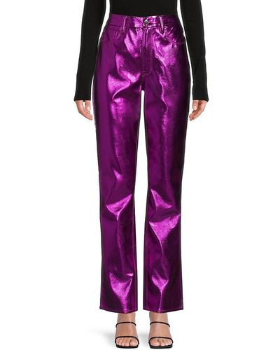 GOOD AMERICAN Gold Icon Metallic Trousers - Purple
