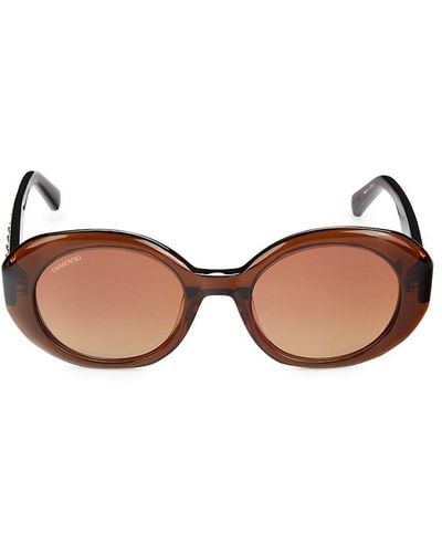 Swarovski 52mm Crystal Oval Sunglasses - Brown