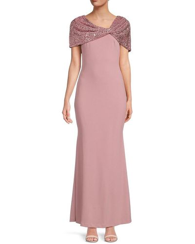 Vince Camuto Sequin Shawl Gown - Pink