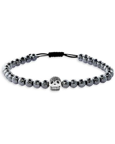 Effy Sterling Silver Hematite, Onyx & Black Diamond Beaded Bracelet