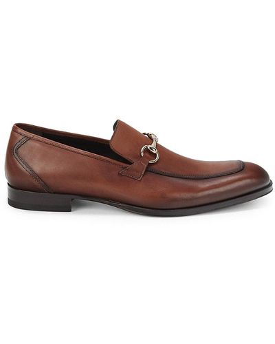 Mezlan Apron Toe Leather Bit Loafers - Brown