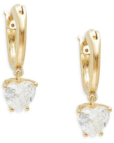 Adriana Orsini Goldtone & Glass Crystal Heart Drop Huggie Earrings - Metallic