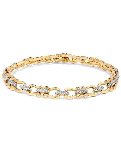 Saks Fifth Avenue 14k Two Tone Gold & 0.7 Tcw Diamond Horseshoe Link Bracelet - Metallic