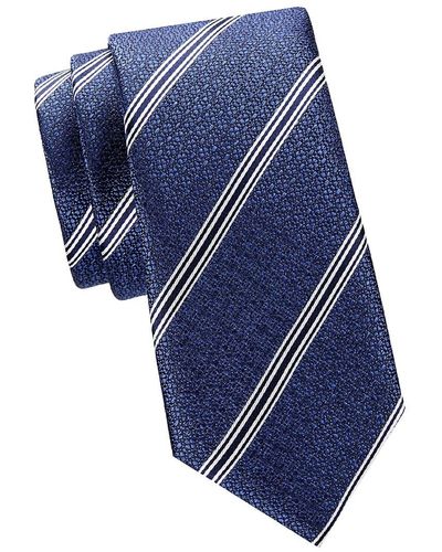 Canali Striped Silk Tie - Blue