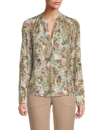 Zadig & Voltaire Tink Floral Splitneck Button Front Blouse - Multicolor